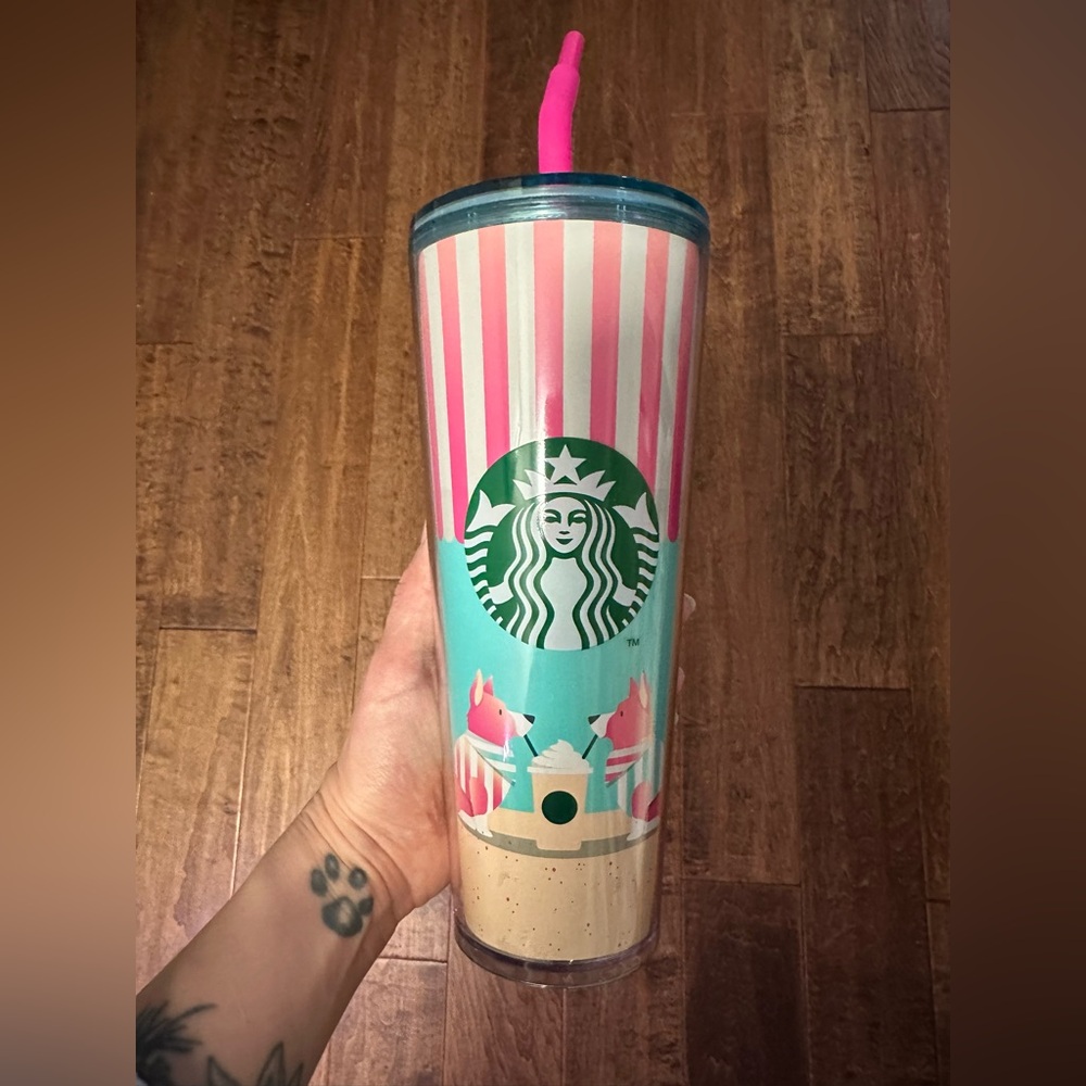 Starbucks Pink Striped Dog Venti Tumbler Cup from Mexico